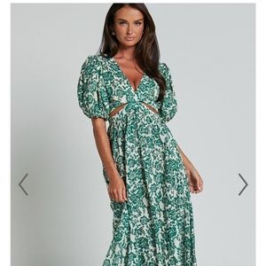 Showpo Green Floral Maxi Dress